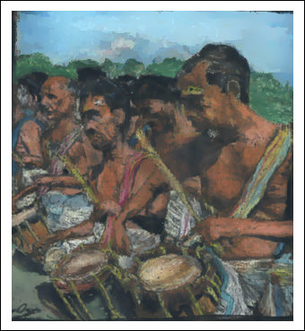 kerala drummers during pooram festival